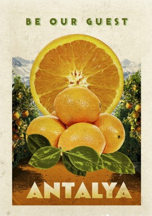 Turkey Antalya vintage travel poster